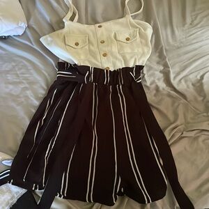L Justify white and black romper